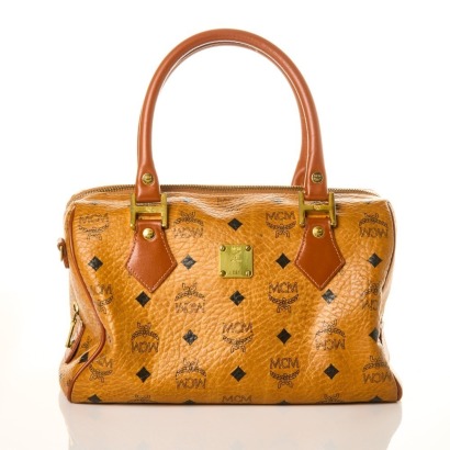 MCM, Cognac Leather Boston Bag