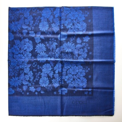 Gucci, Floral, 70% Wool / 30% Silk Stole with Box