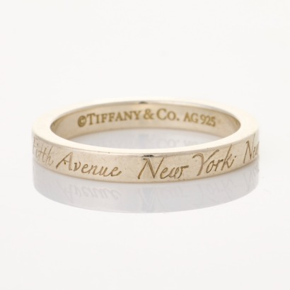 Tiffany & Co, Sterling Silver &lsquo;5th Avenue&rsquo; Narrow Ring with Box, Size N