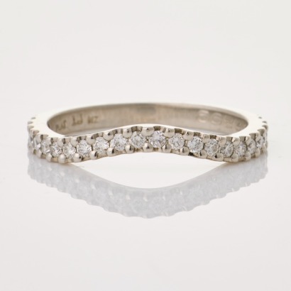 Platinum, .22ct Diamond Set Curved Band, NZ Made