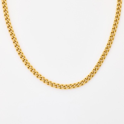 18ct Yellow Gold, 55cm Traditional Curb Link Necklace