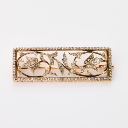 14ct Yellow Gold, Antique, 1.20ct Old Mine Cut Diamond Brooch