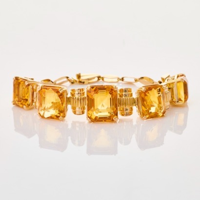 12ct Yellow Gold, Vintage, 17.5cm Citrine Bracelet