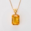 12ct Yellow Gold, 42cm Rectangular Cut Citrine Pendant Necklace