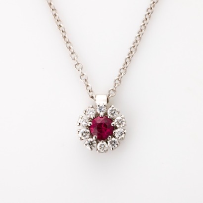 Damiani, 50cm, 18ct White Gold, Margherita Collection Ruby / Diamond Necklace - Near new