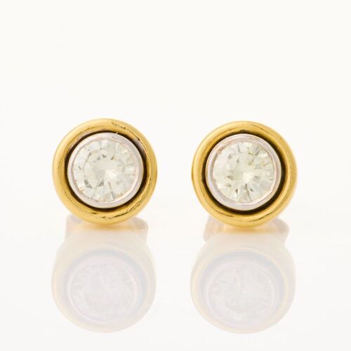 18ct Yellow / White Gold, .80ct Diamond Stud Earrings