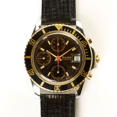 Stainless Steel, 39mm Bulova Automatic Divers Chronograph Wristwatch, circa 1980's