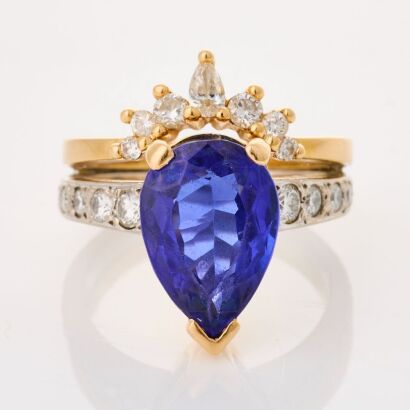 Tory & Ko, NZ Made, 18ct Rose / White Gold, Tanzanite / .57ct Diamond Dress Ring