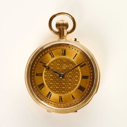 9ct Yellow Gold, 33mm Cased Ladies Open-faced Fob Watch, circa C19th