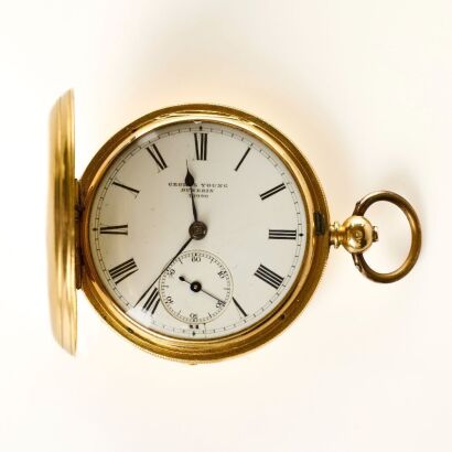 18ct Yellow Gold, 49.5mm George Young Dunedin Key-wound Full Hunter Pocket Watch, circa 1872