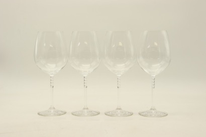 (1) A Set of Four Nachtmann Chardonnay Wine Glasses with Beaded Pattern