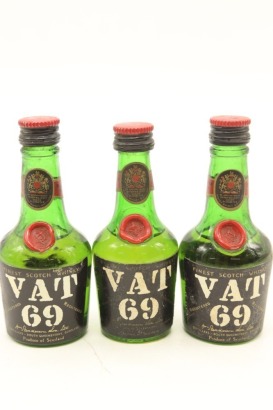 (1) Vat 69 Scotch Whisky Miniatures, 3 Bottles Sold as One Lot