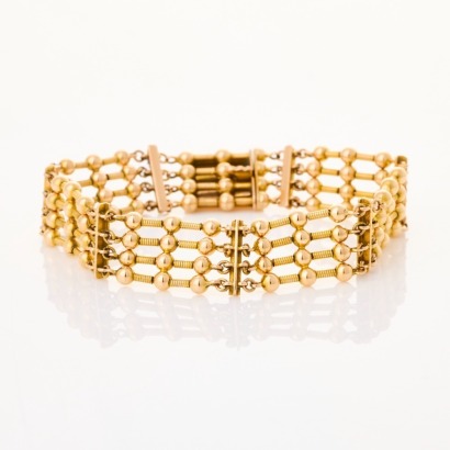 15ct Yellow Gold, Vintage, 17cm 4 Bar-Gate Bracelet