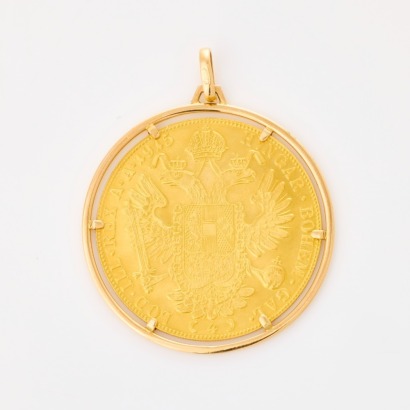 23ct Austrian, 4 Ducat 1915 Gold Coin Pendant in 18ct Frame