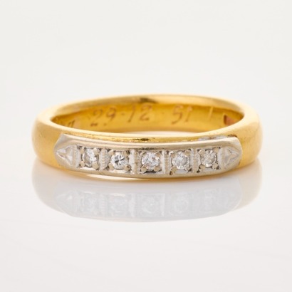 22ct Yellow / White Gold, Vintage, .10ct Diamond Band