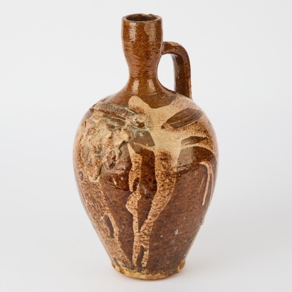 A Turkish Handmade Glazed Earthenware Jug, Late 19th Century