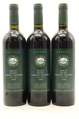 (3) 1998 Esk Valley Winemakers Reserve Merlot - Malbec - Cabernet, Gimblett Gravels