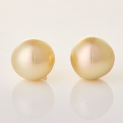 14ct Yellow Gold, 12mm South Sea Pearl Earrings