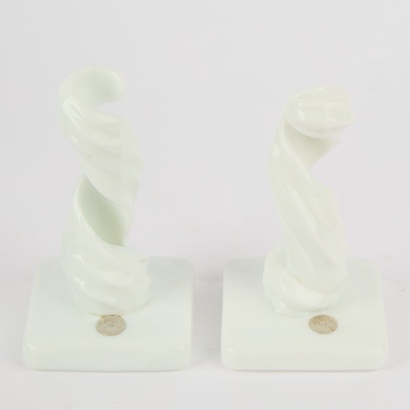 A Pair of Vintage Westmoreland Milk Glass Spiral Candle Holders