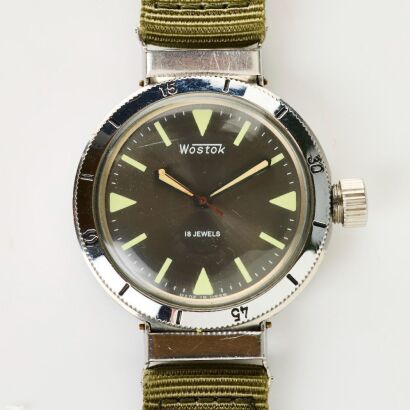 Stainless Steel, 38mm Wostok Amphibian USSR Divers Wristwatch, circa late 1960's