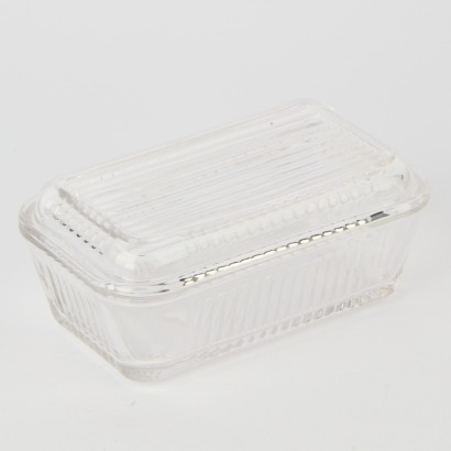 A Vintage Glass Butter Dish with Lid