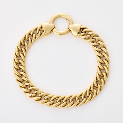 9ct Yellow Gold, 20cm Vintage, Italian made, Hollow Curb Link Bracelet