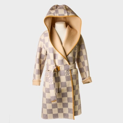 Louis Vuitton, Ecru Hooded Wrap Coat, Size 36