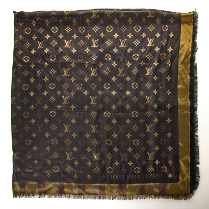 Louis Vuitton, Monogram Gold Metallic Shawl