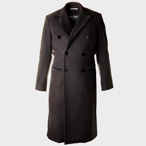 Dolce & Gabbana, Gents, Double Breasted Wool / Cashmere Black Overcoat, Size 46