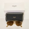 Celine, Black / Gold-tone Aviator Sunglasses with Box - 2