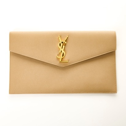 Saint Laurent, Dark Beige Uptown Pouch with Box