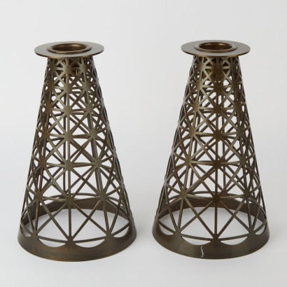 A Pair of Bronze plated Candle Stick Holders
