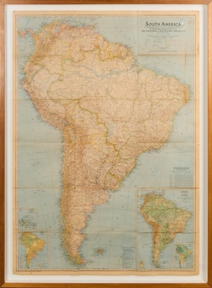 A Vintage Framed Map of South America