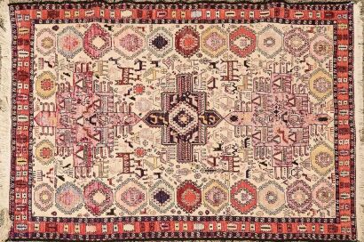 A Vintage Persian Silk Noah's Ark Kilim