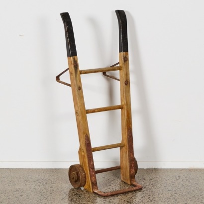 A Vintage Two Wheel Industrial Trolley