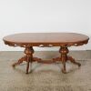 A Marquetry Inlaid Extension Dining Table on Carved Twin Pedestal Base - 2