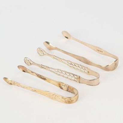 Three Hallmarked Sugar Tongs