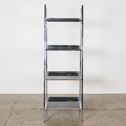 A Chrome and Glass Shelving Unit