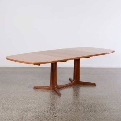 A Teak Expanding Pedestal Table by Niels Otto Moller for Gudme Mobelfabrik