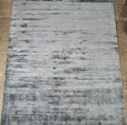 A Viscose and Wood Pulp Rug in Blue Grey