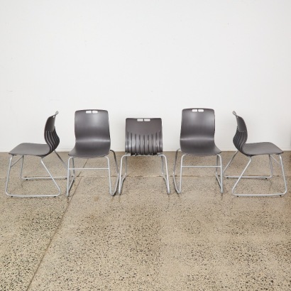 A Set Of Five Sleigh Based Chairs