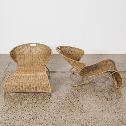 A Pair of Woven Deck Loungers