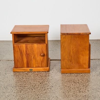 A Pair Of Solid Heart Rimu Bedside Cabinets By Classicwood Furniture