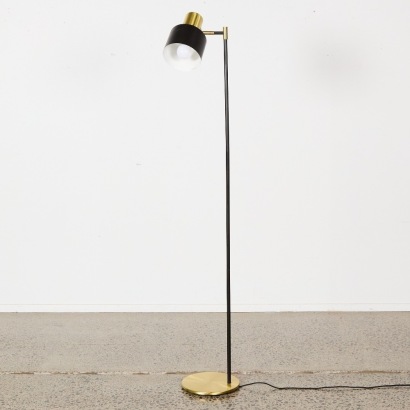 A Gold & Black Mid-Century Modern Floor Lamp