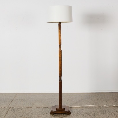 A Large Vintage Oak Floor Lamp