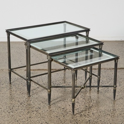 A Nest of Vintage Blackened Silver Tables