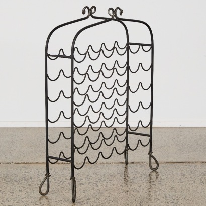 A Vintage Wrought Iron Wine Rack