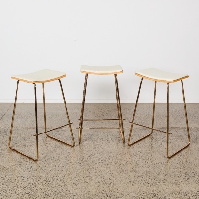 A Set of Three Copper Barstools