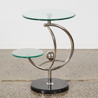 A Post Modern Glass-Topped Side Table