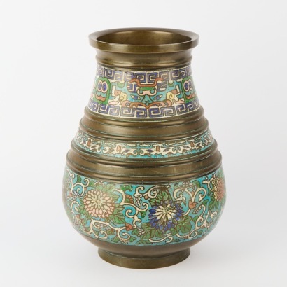 A Japanese Mid-20th Century Cloisonne Enamel Copper Vase